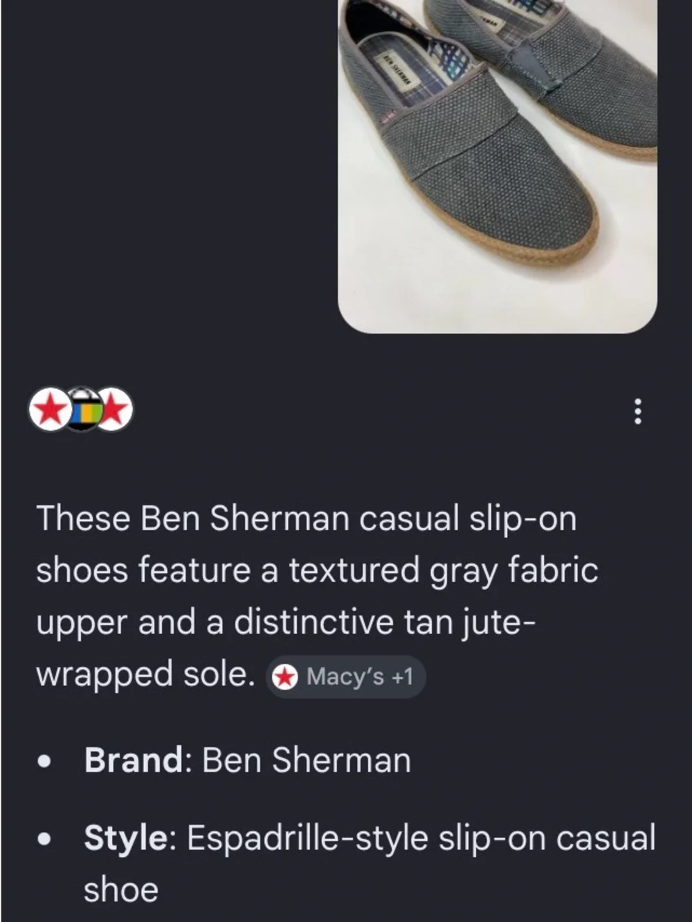 Ben Sherman Navy Canvas Slip-On Loafers with Jute Trim